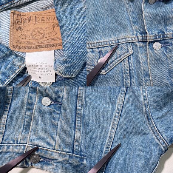 Vtg 90's GAP DENIM Blue Denim Cropped Jean Jacket / Sz M / Grunge Minimal - Picture 9 of 9